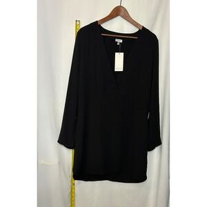 TOBI Black V Neck Long‎ Sleeve Wrap Style Tunic Dress M NWT
